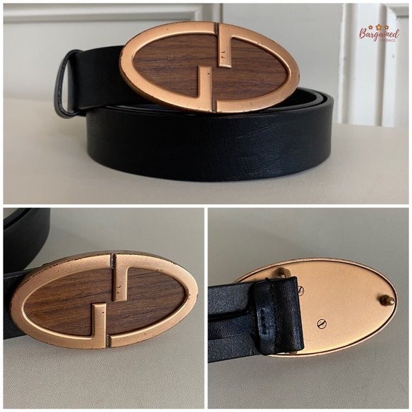 Authentic Gucci Vintage Black Leather Bronze Interlocking G  display picture 2